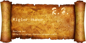 Rigler Hunor névjegykártya